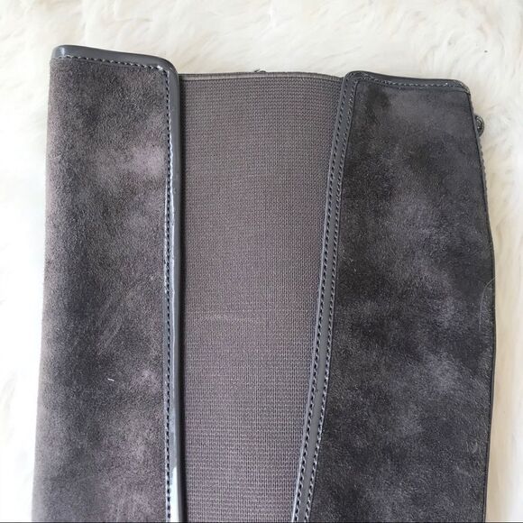 DONALD PLINER Suede Knee High Boot Chunky Heel‎ Round Toe Taupe Gray Size 6.5 - Picture 7 of 14